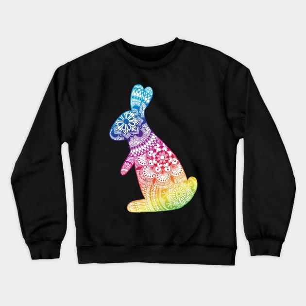 Rainbow Rabbit Crewneck Sweatshirt by calenbundalas